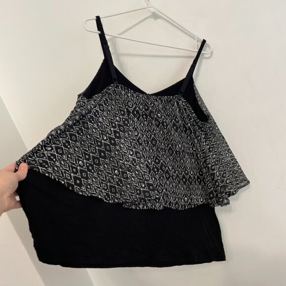 TORRID 3 Plus Size Skull Ikat Print Double Layered Cami Black Cream Tank Top 3X - Picture 16 of 16